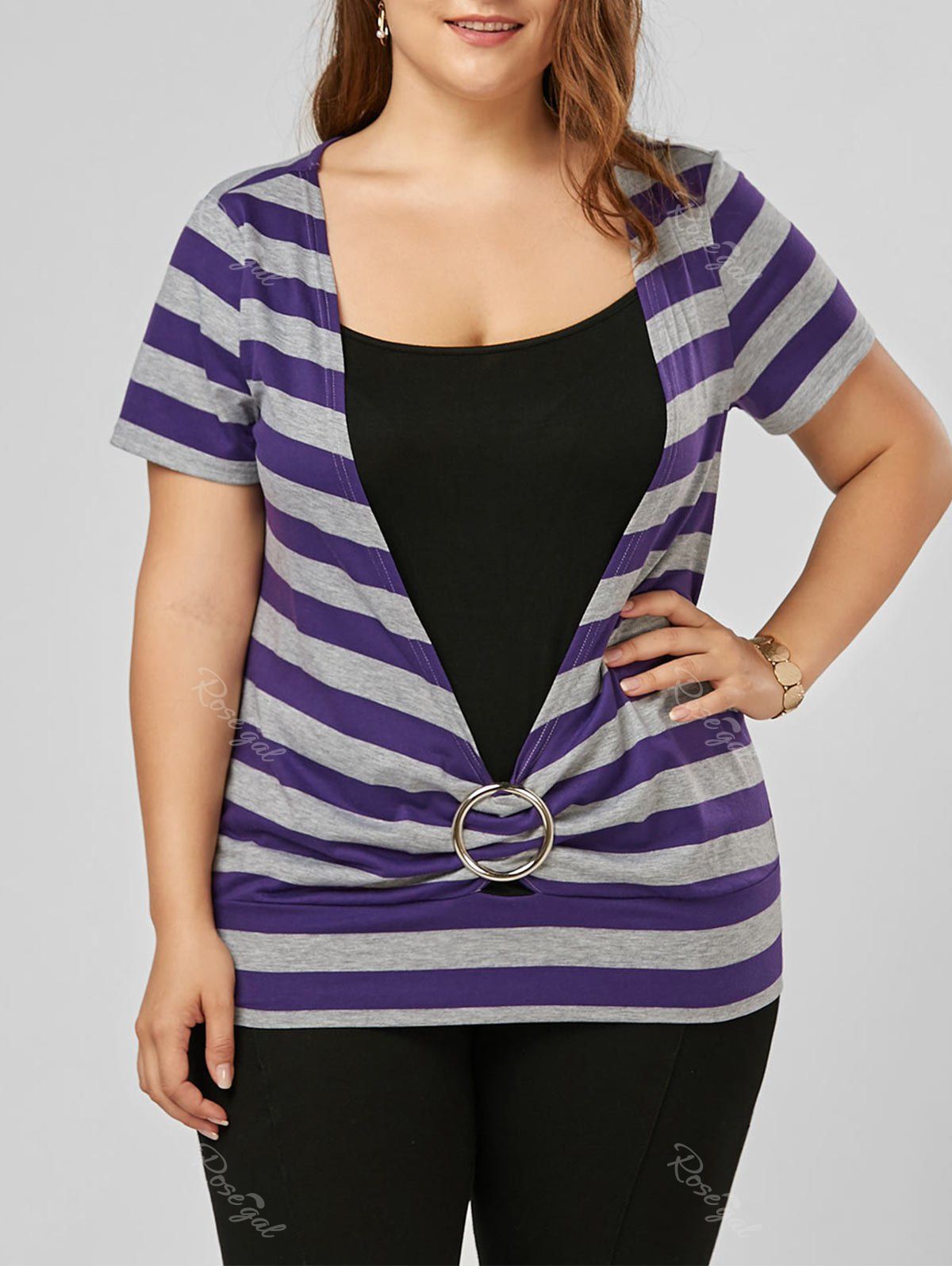 striped plus size shirt