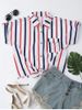 Striped Knotted Button Up Shirt -  