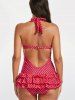 Red M Halter Polka Dot Ruffles Backless Swimsuit Rosegal Com