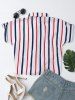 Striped Knotted Button Up Shirt -  
