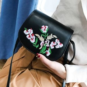 Flower Embroidery Saddle Bag