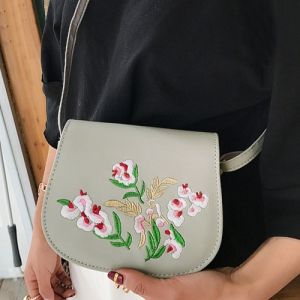 Flower Embroidery Saddle Bag