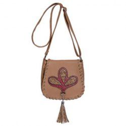 Tassel Whipstitch Crossbody Bag