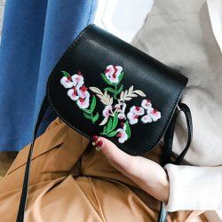 Flower Embroidery Saddle Bag