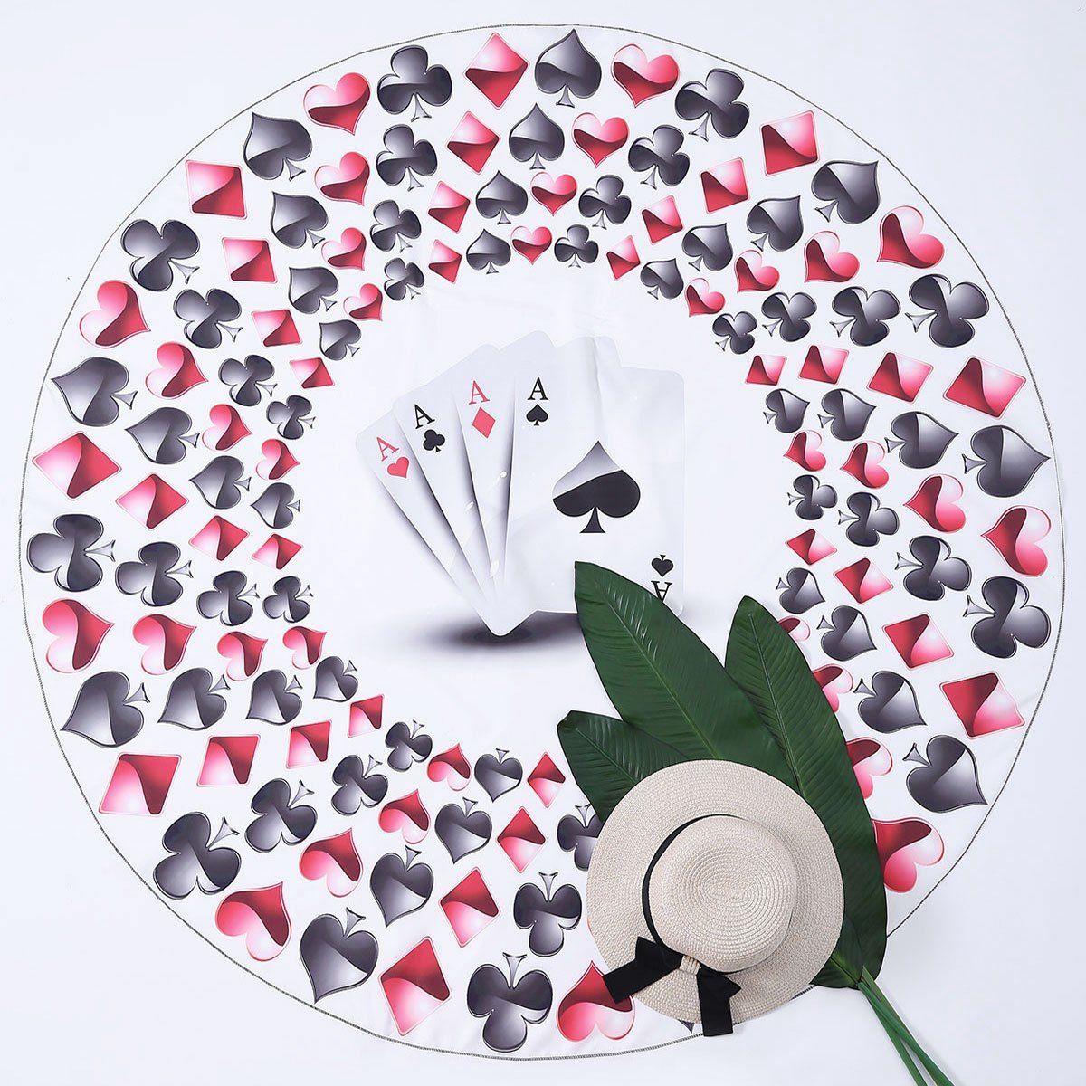 

Poker Print Wall Hanging Round Beach Throw, Colormix
