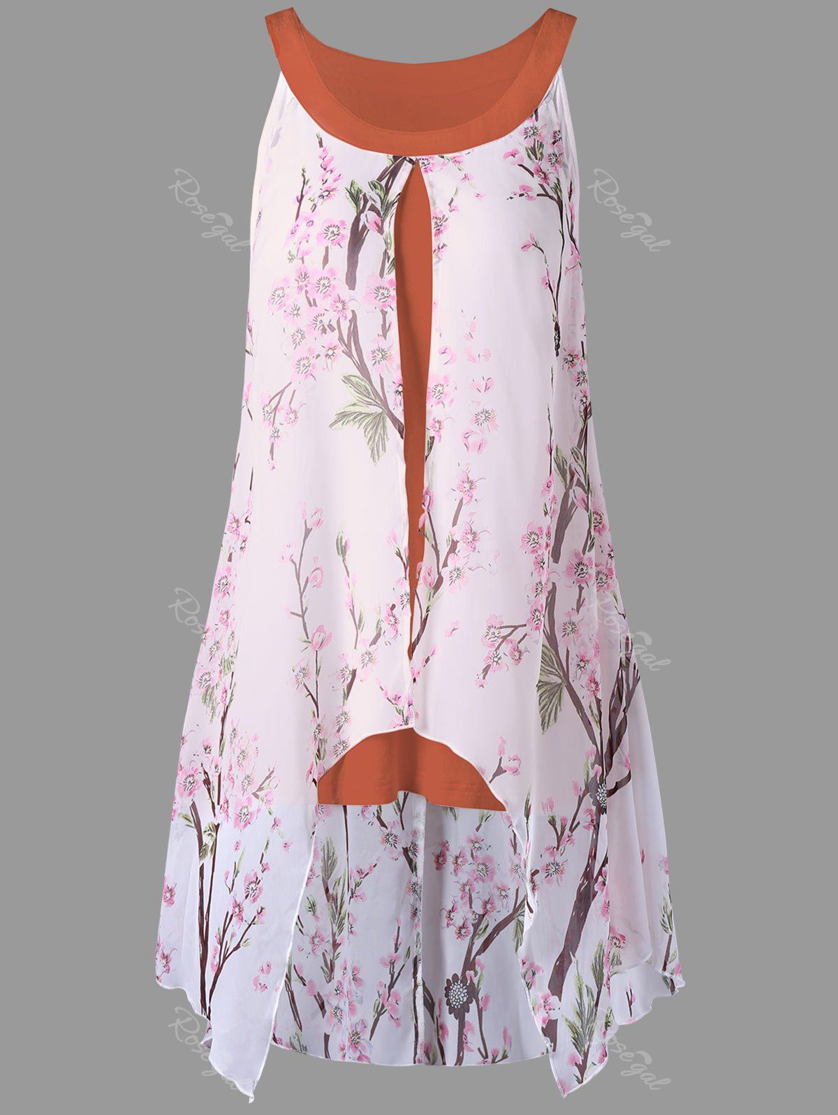 [62 OFF] Tiny Floral High Low Plus Size Blouse Rosegal