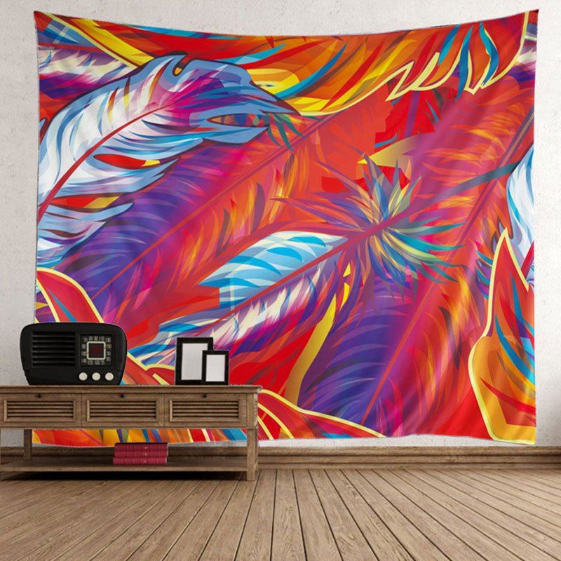 

Wall Hanging Decoration Feather Print Fabric Tapestry, Red