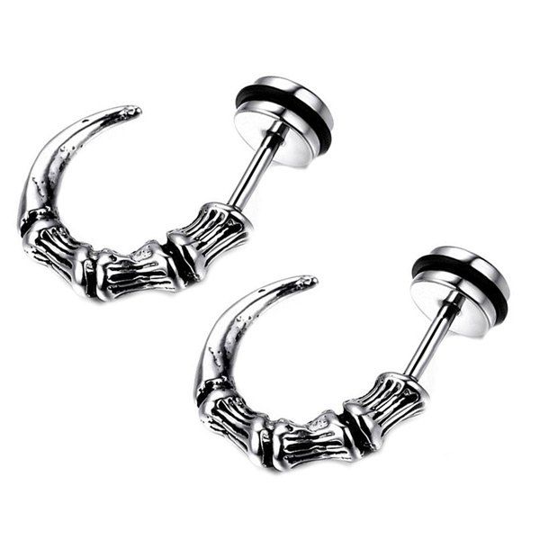 

Devil Horn Alloy Stud Earrings, Silver