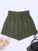 Casual Elastic Waist Self Tie Shorts -  