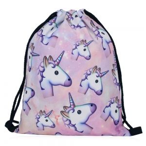 Drawstring Unicorn Print Backpack