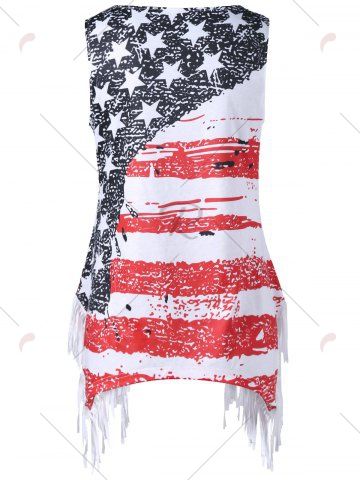 

Plus Size Fringed American Flag T-shirt, Colormix