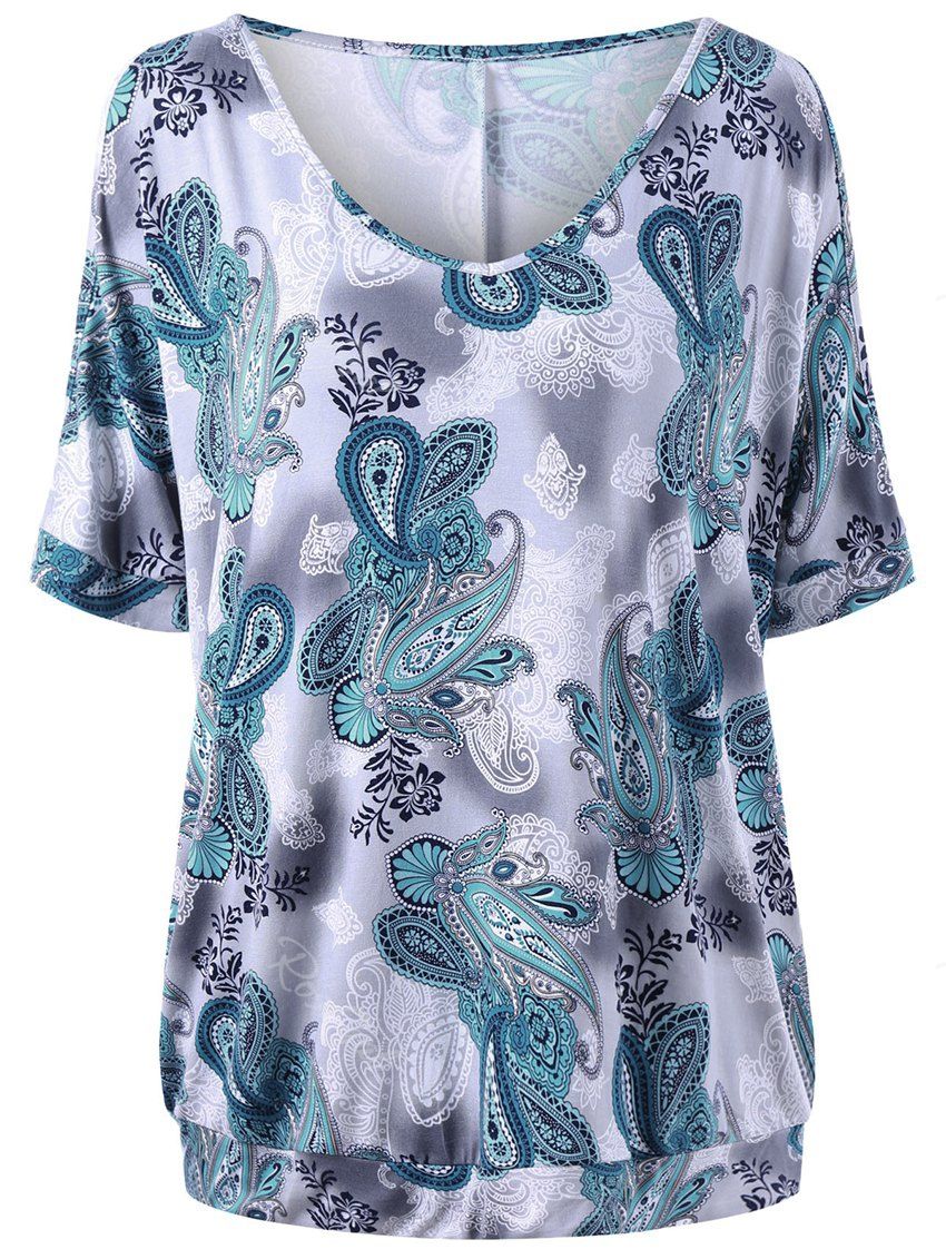 

Plus Size Paisley T-shirt, Colormix