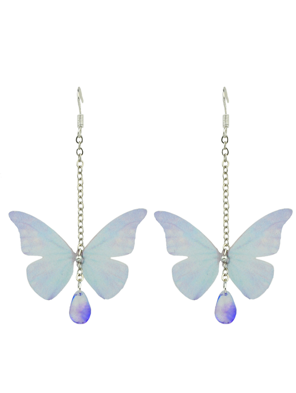 Buy Butterfly Drop Earrings with Acrylic Gem  