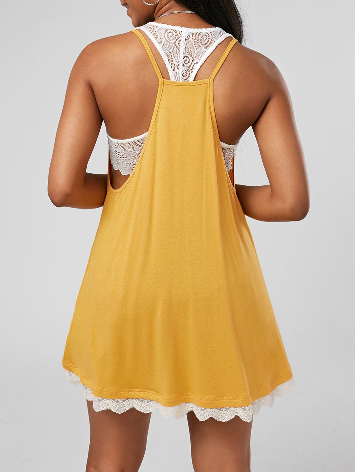 [30 OFF] Flowy Tank Top With Lace Bralette Rosegal