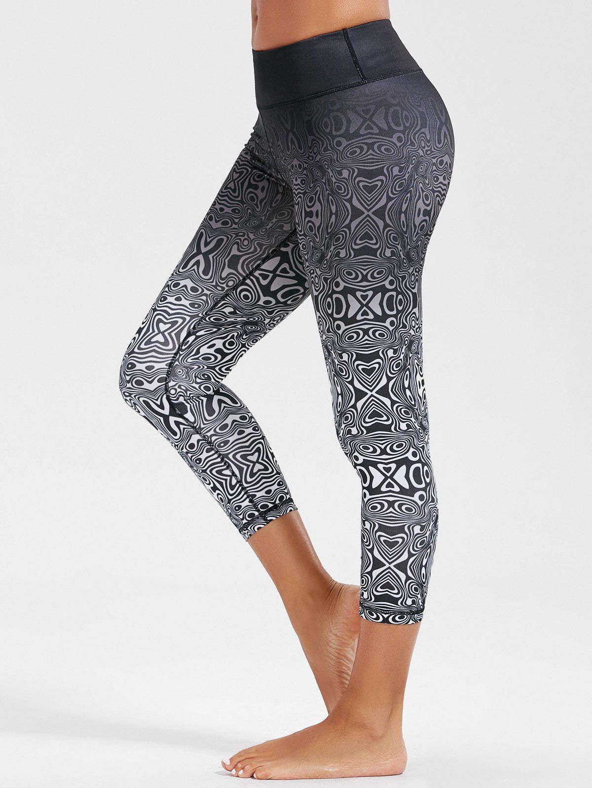 [26% OFF] High Rise Ombre Running Cropped Gym Leggings | Rosegal