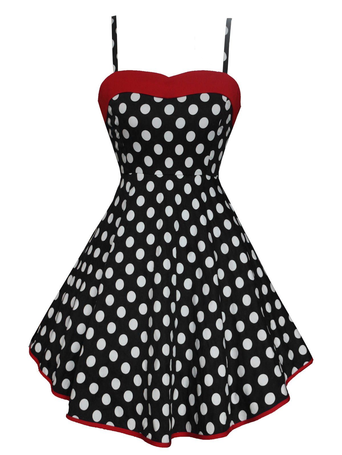 

Polka Dot A Line Lace Up Slip Dress, Black