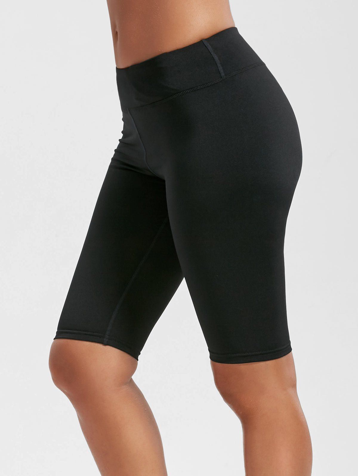 High Rise Knee Length Leggings With Pockets [22% OFF] | Rosegal