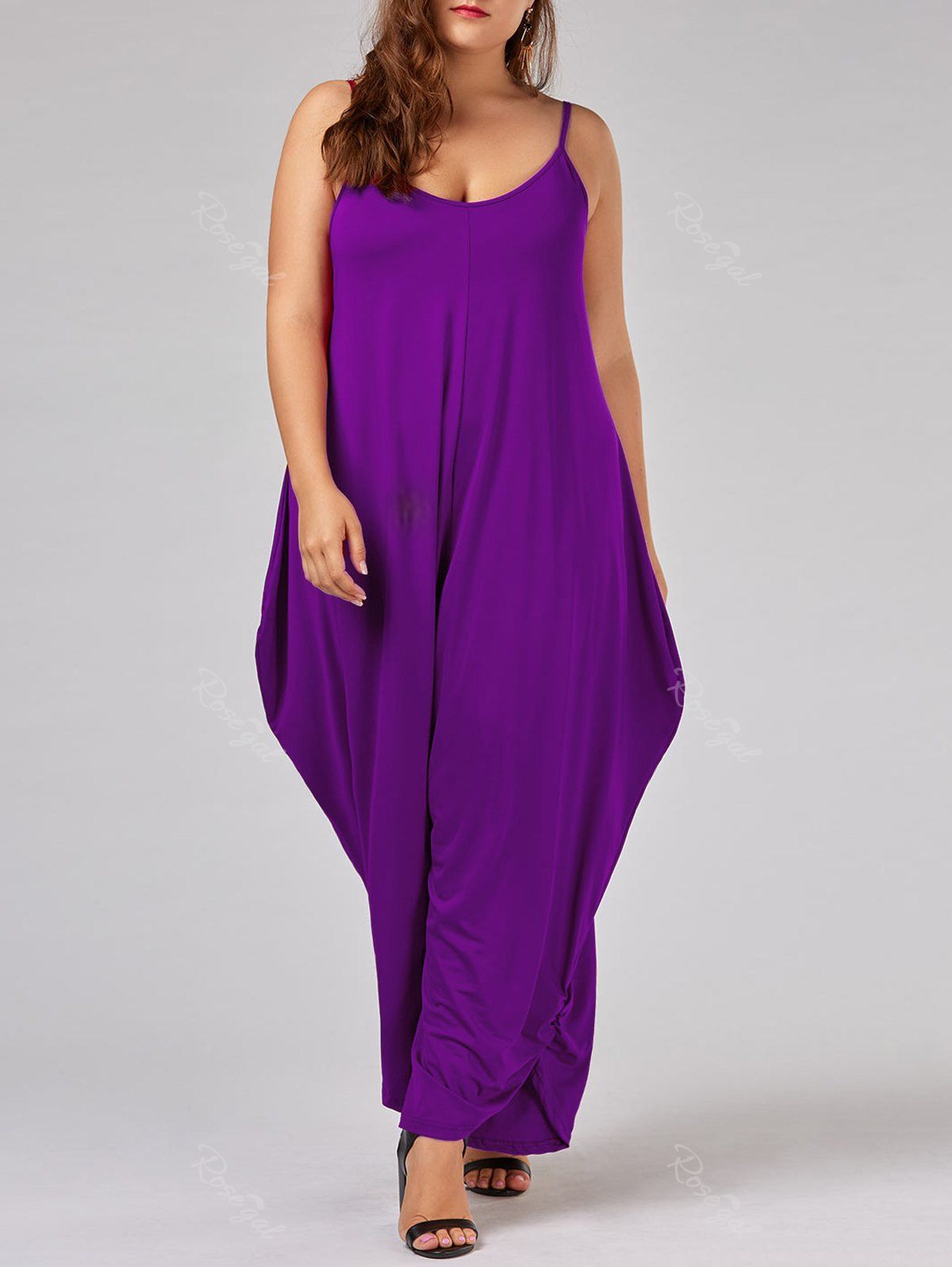 46 Off Plus Size Spaghetti Strap Baggy Jumpsuit Rosegal 9594