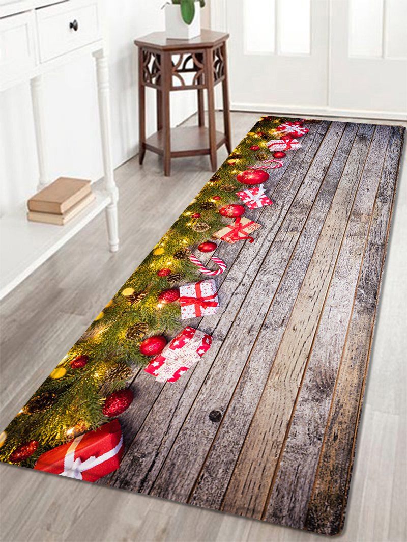 

Wood Christmas Gift Pattern Anti-skid Water Absorption Area Rug, Colormix