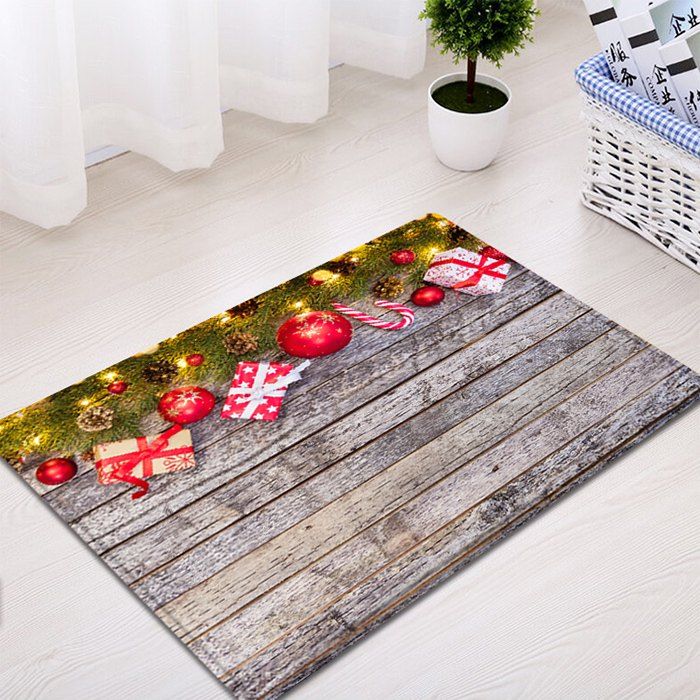 

Wood Christmas Gift Pattern Anti-skid Water Absorption Area Rug, Colormix