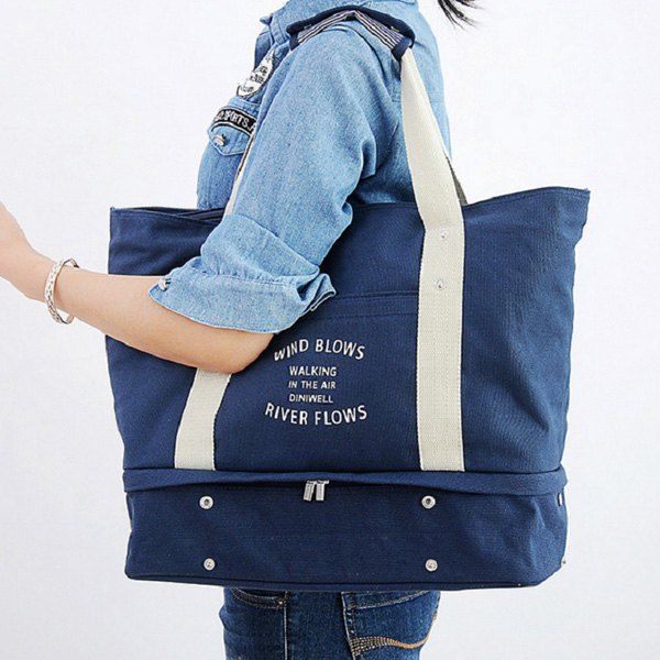 

Canvas Graphic Printed Storage Tote Bag, Blue