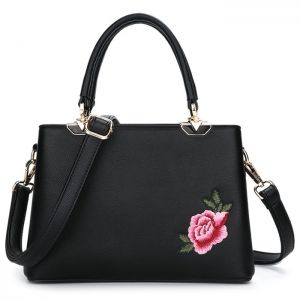 Peony Flower Embroidery Tote Bag