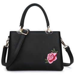 Peony Flower Embroidery Tote Bag