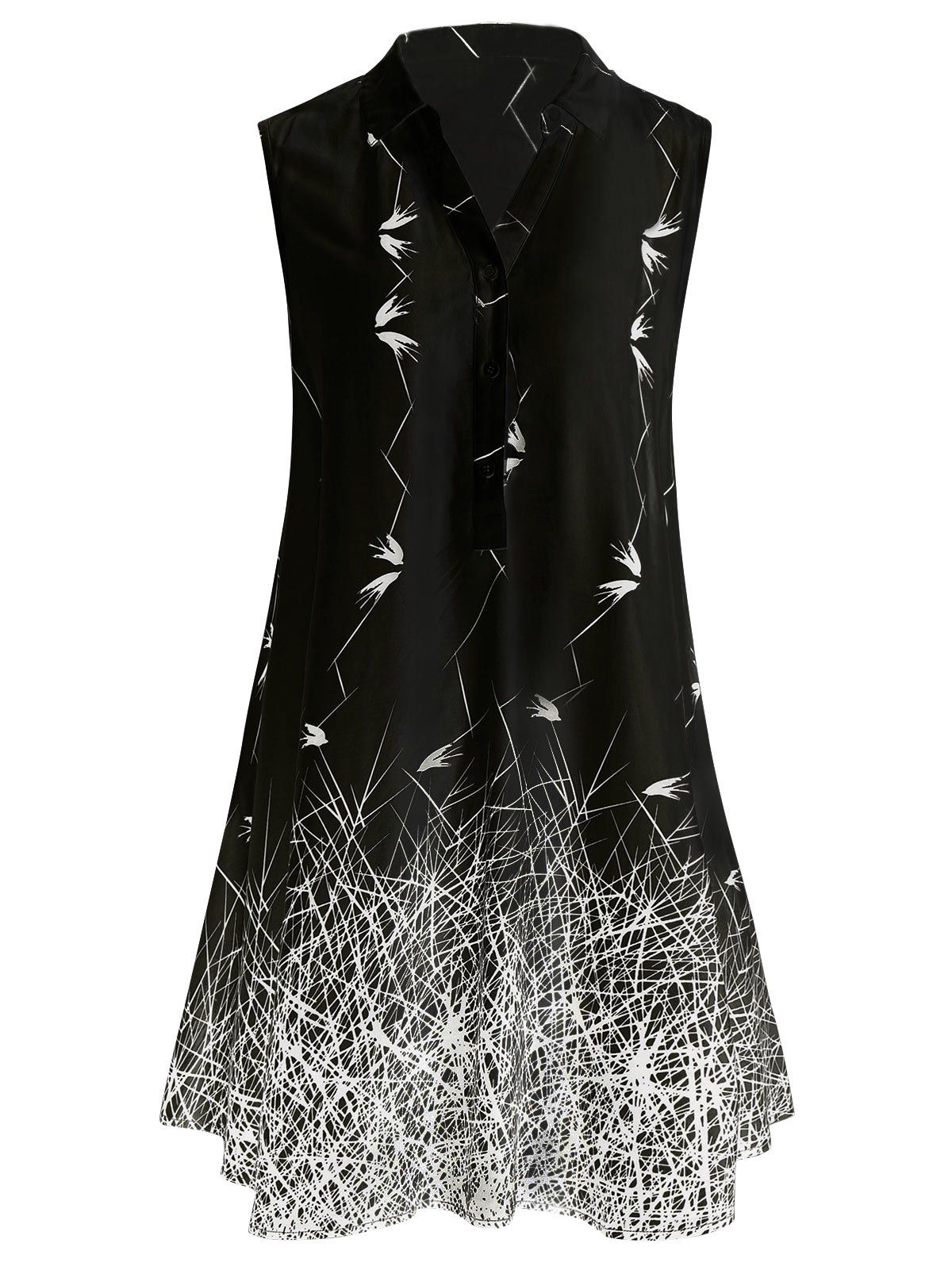 

Sleeveless Graphic Plus Size Longline Blouse, Black