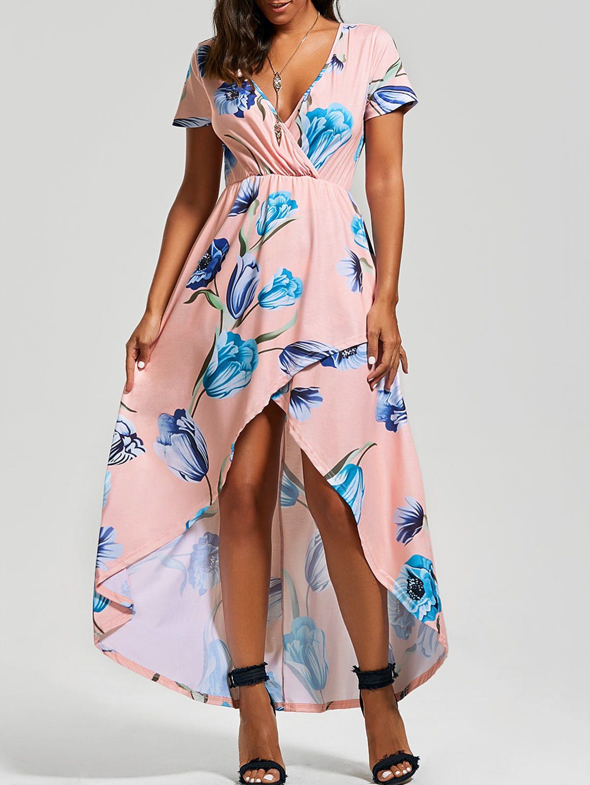 hi low floral gown