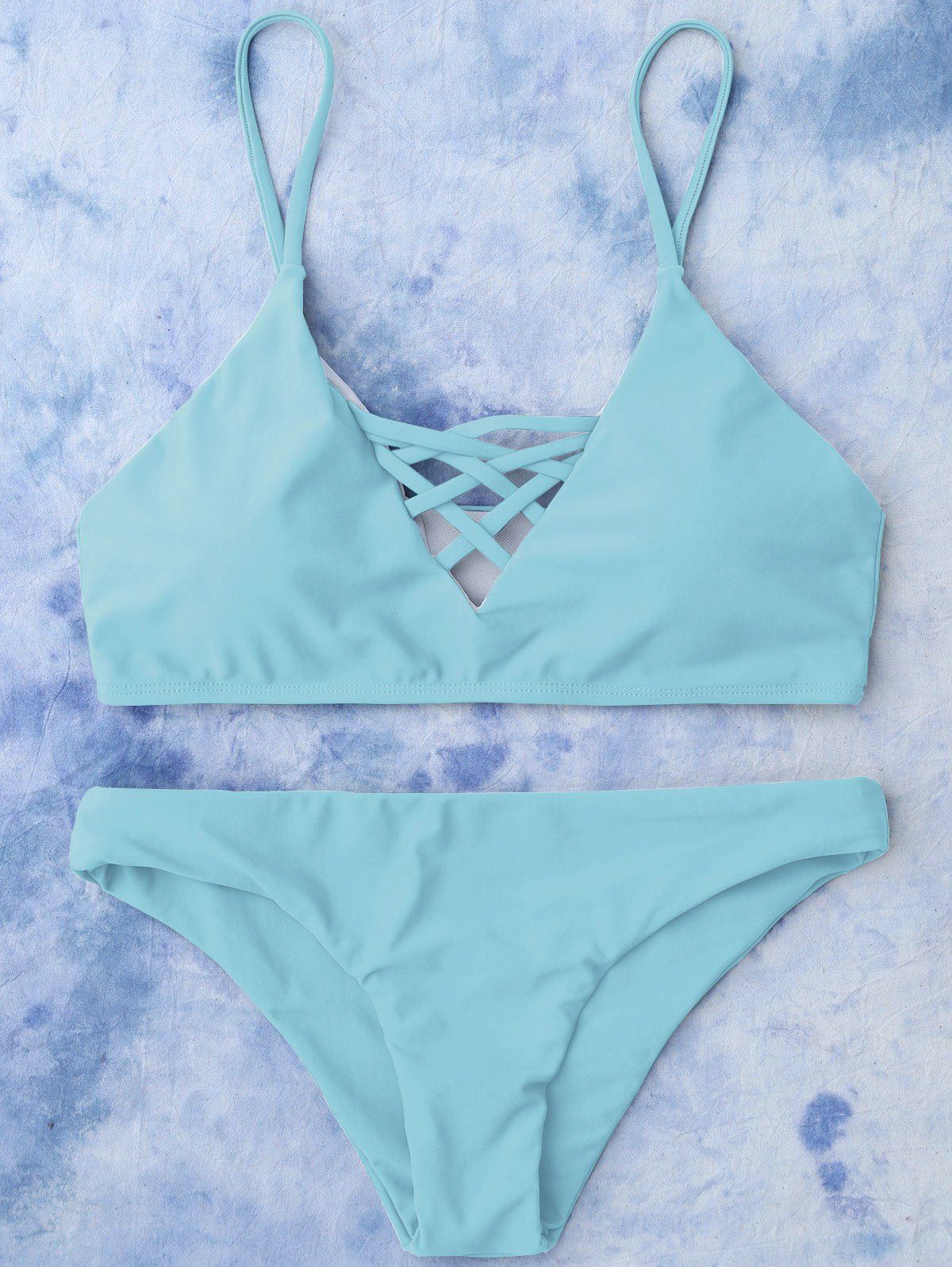 

Lace Up Cami Bikini Swimwear, Light blue