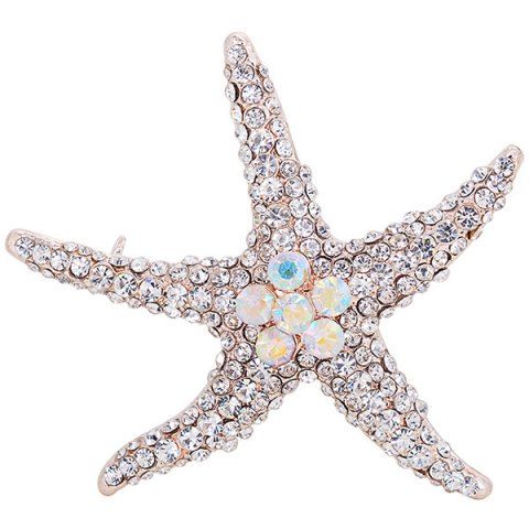 alloy starfish design rhinestone inlaid broosh pin