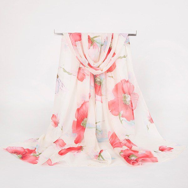 

Gossamer Watercolour Floral Printing Long Scarf, Water red