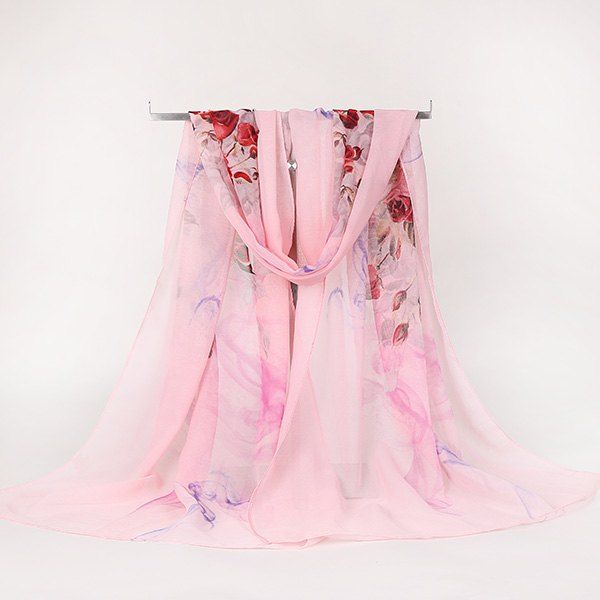 

Lightsome Rose Bush Printed Gossamer Scarf, Papaya