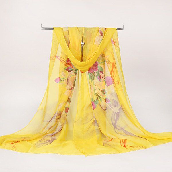 

Lightsome Rose Bush Printed Gossamer Scarf, Yellow