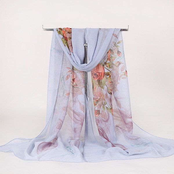 

Lightsome Rose Bush Printed Gossamer Scarf, Azure
