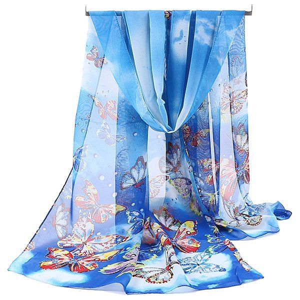 

Lightsome Fancy Butterfly Printing Chiffon Scarf, Azure
