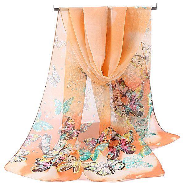 

Lightsome Fancy Butterfly Printing Chiffon Scarf, Yellow