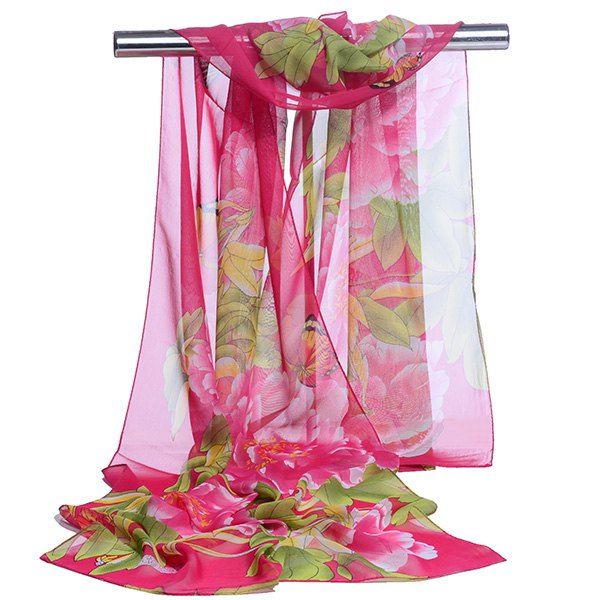 

Gossamer Showy Flowers Printed Long Scarf, Tutti frutti