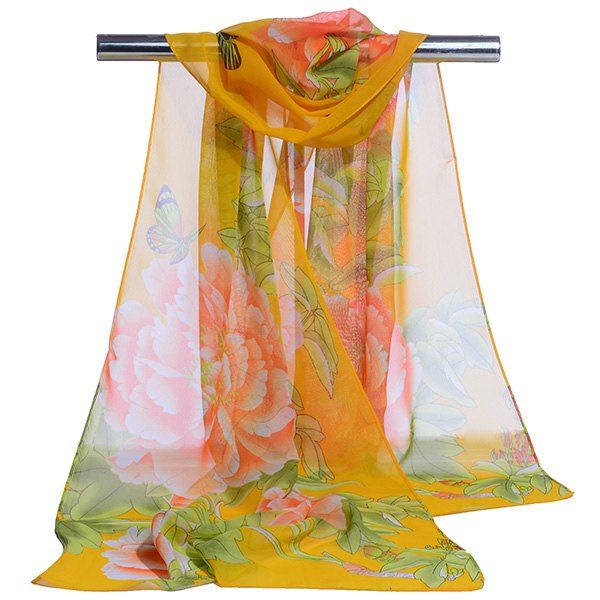 

Gossamer Showy Flowers Printed Long Scarf, Yellow