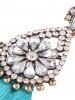 Rhinestone Teardrop Tassel Floral Earrings -  