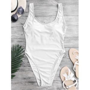 

Backless High Cut One-piece Swimwear, White