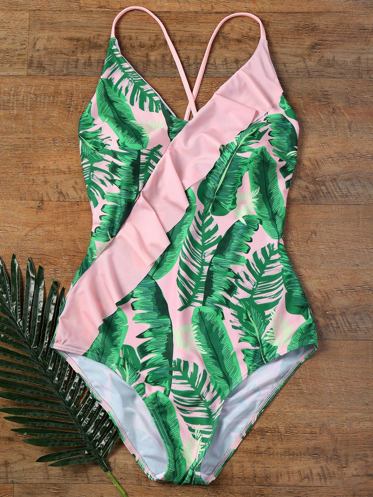 palm leaf swimsuit one piece