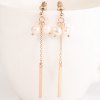 Long Metal Stick Double Artificial Pearl Earrings -  