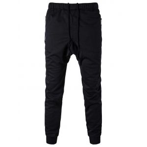 

Zip Pocket Drawstring Drop Crotch Jogger Pants, Black