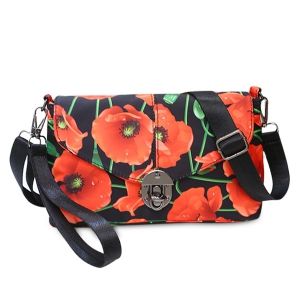 Flower Print Nylon Crossbody Bag