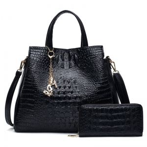 Crocodile Embossed Handbag with Wallet