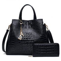 Crocodile Embossed Handbag with Wallet