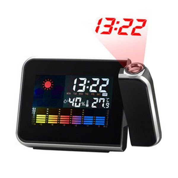 

Temperature Humidity Display Digital LED Projection Alarm Clock, Black