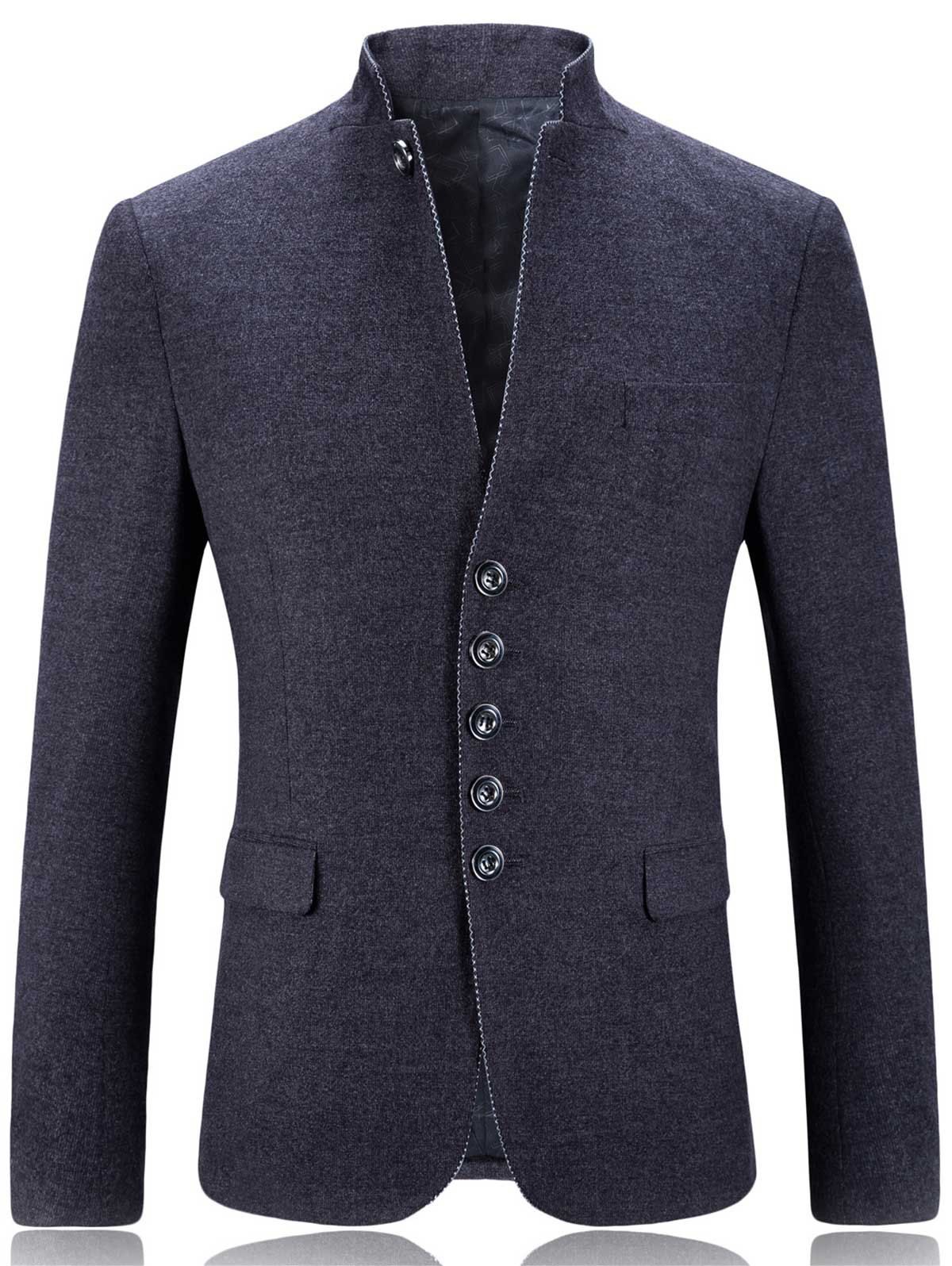 Cheap Single Breasted Stand Collar Slim Fit Blazer  