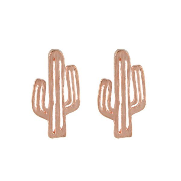 

Metal Alloy Cactus Stud Earrings, Rose gold